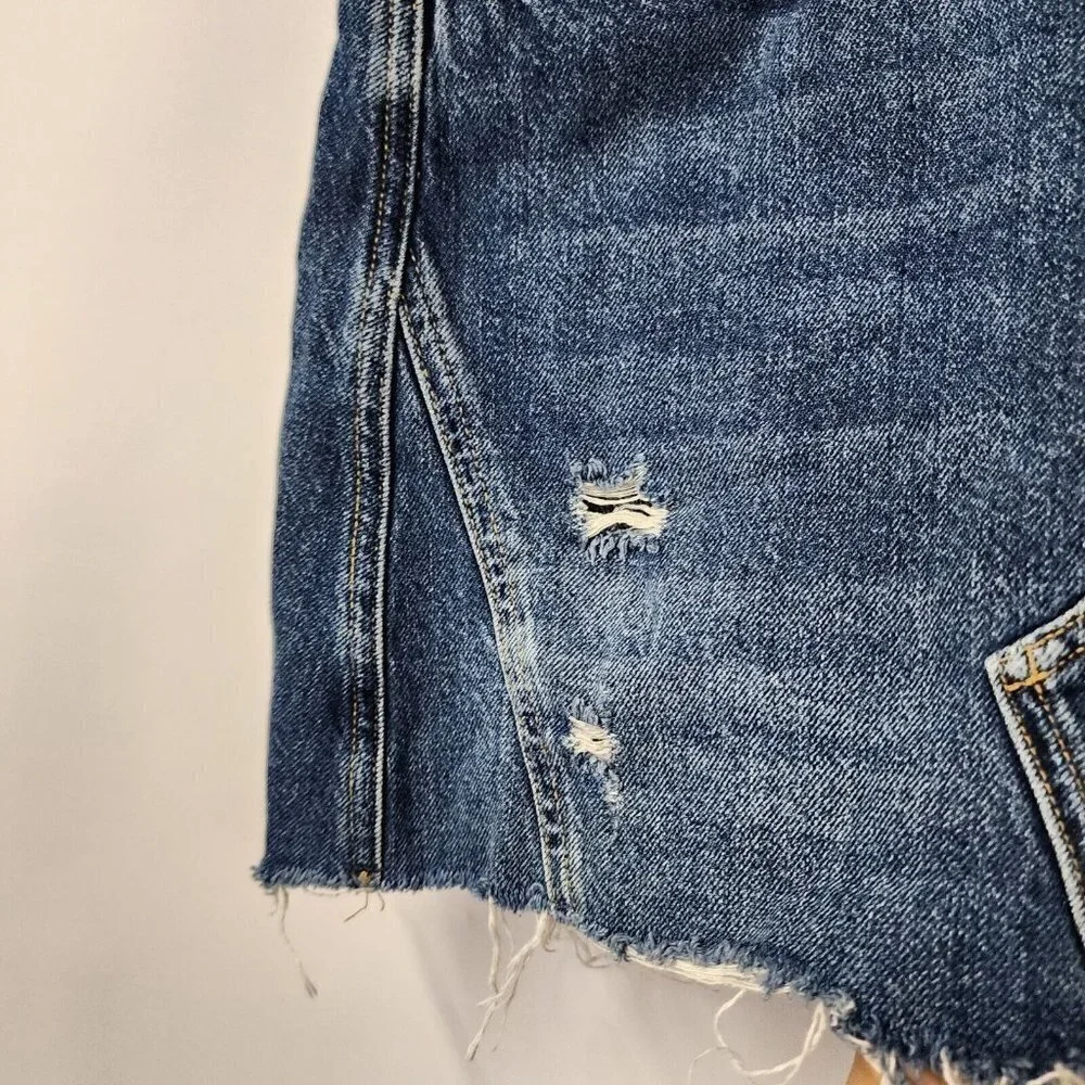 We The Free OB826306‎ Dark Denim Button Fly A-Line Mini Skirt Women's Size 29